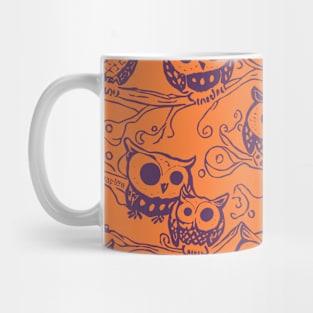 Orange and Purple Halloween Owl Pattern Mug